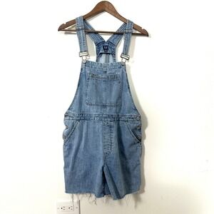 GAP Denim Overalls Shorts Shortalls M Light Wash Cutoff Biballs Normcore